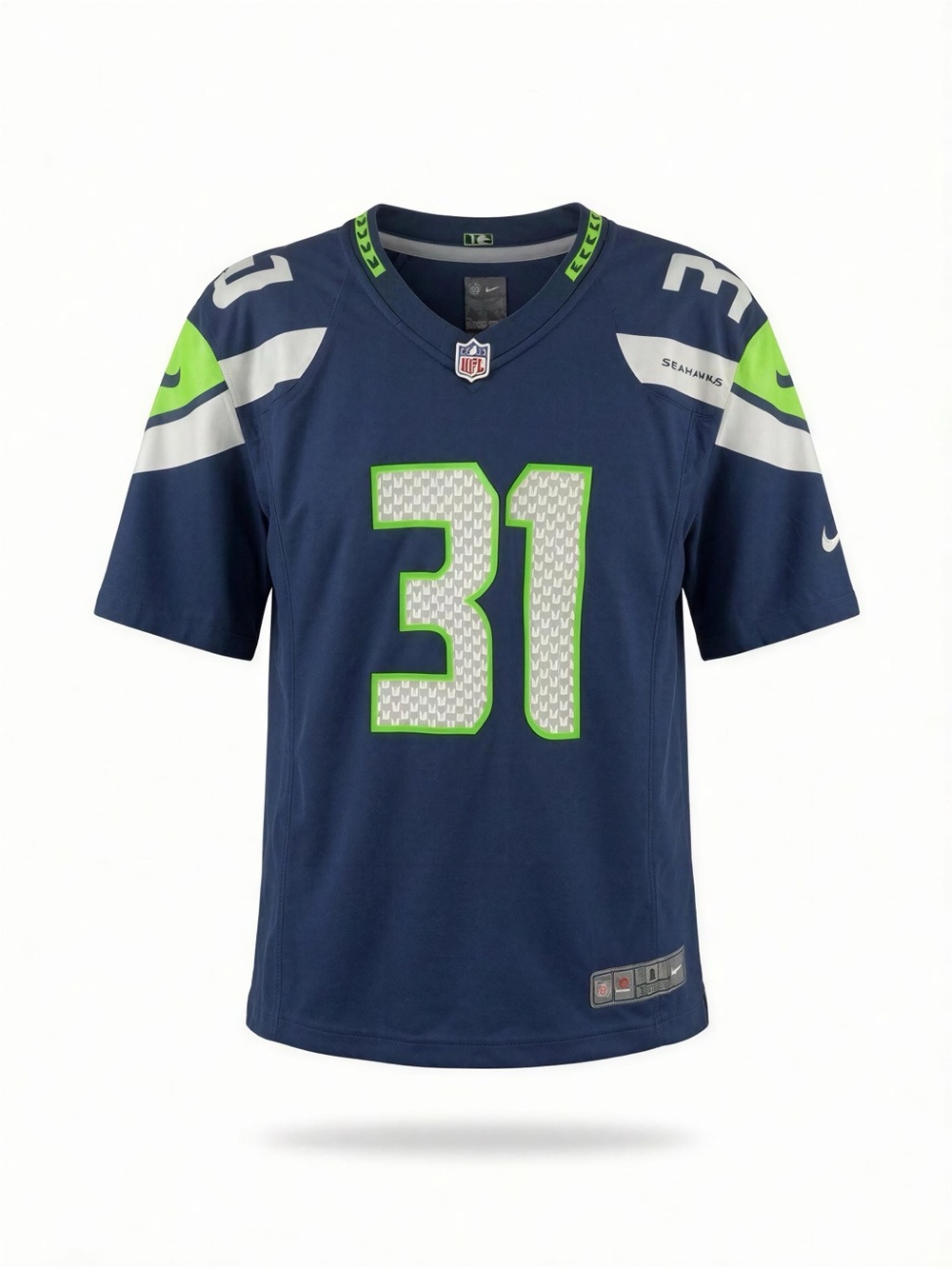 NFL Kids Seattle Seahawks #31 Navy and Neon Green Jersey